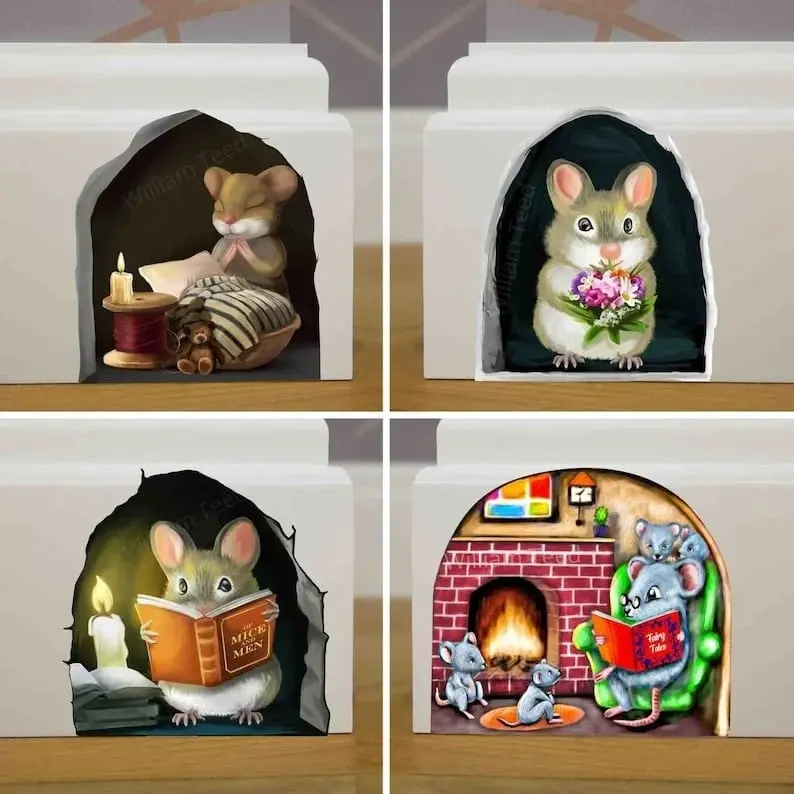 Cute mouse reading