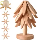 Christmas Tree Bamboo Trivet Set – Foldable Heat-Resistant Coasters for Kitchen & Dining - Image 7