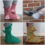 🐊 3D Knitted Crocodile Socks