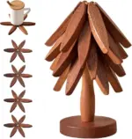 Christmas Tree Bamboo Trivet Set – Foldable Heat-Resistant Coasters for Kitchen & Dining - Image 8