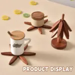 Christmas Tree Bamboo Trivet Set – Foldable Heat-Resistant Coasters for Kitchen & Dining - Image 3