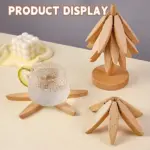 Christmas Tree Bamboo Trivet Set – Foldable Heat-Resistant Coasters for Kitchen & Dining - Image 4